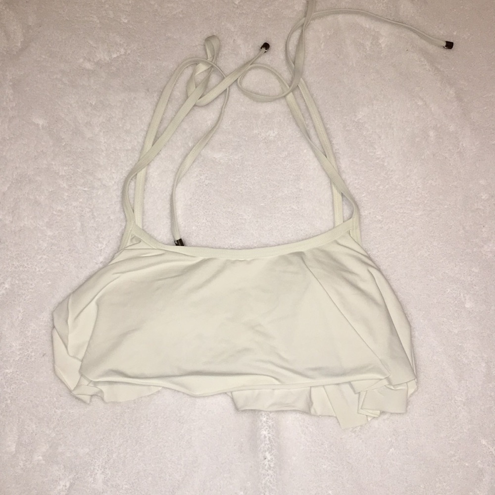 Roxy White Ruffle Swimsuit Top (Size Small)